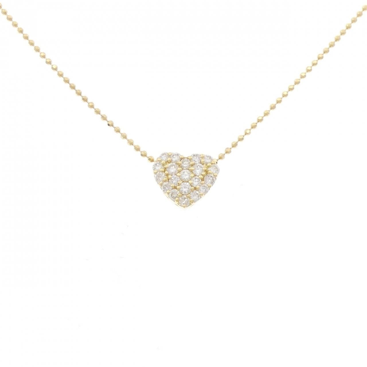 K18YG ハート パヴェ ダイヤモンド ネックレス 0.60CT