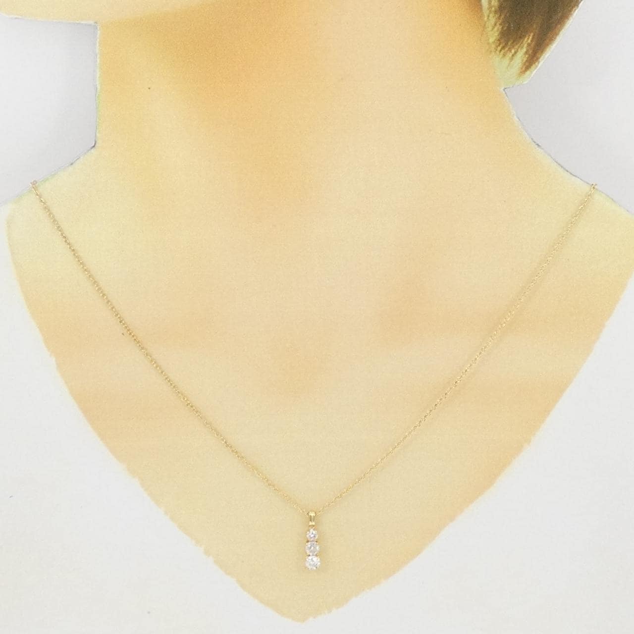 K18YG スリーストーン ダイヤモンド ネックレス 0.50CT