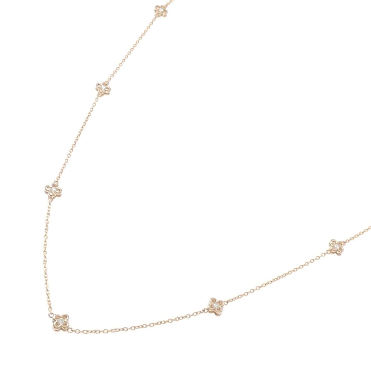 K18PG フラワー ダイヤモンド ネックレス 0.89CT