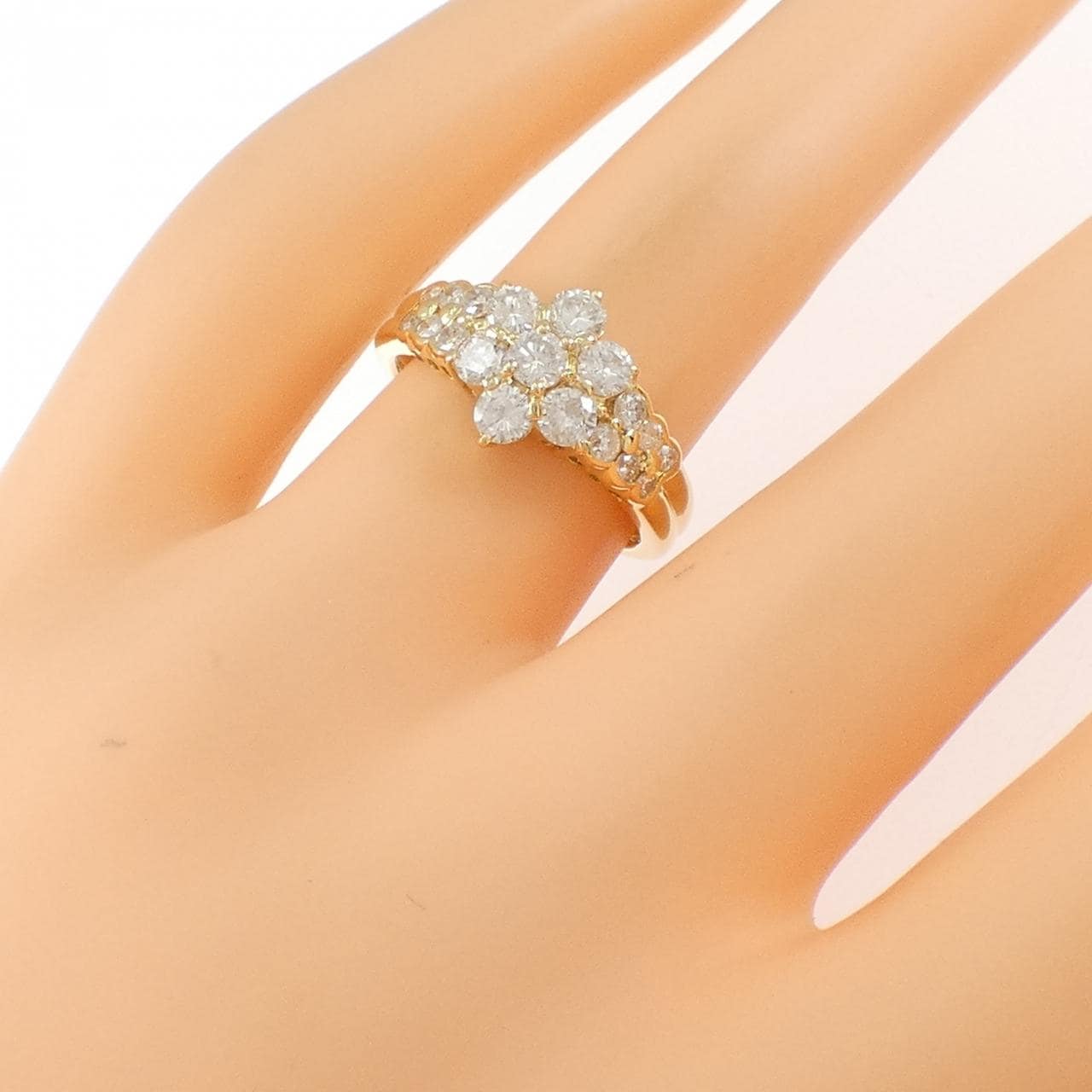 K18YG フラワー ダイヤモンド リング 1.00CT