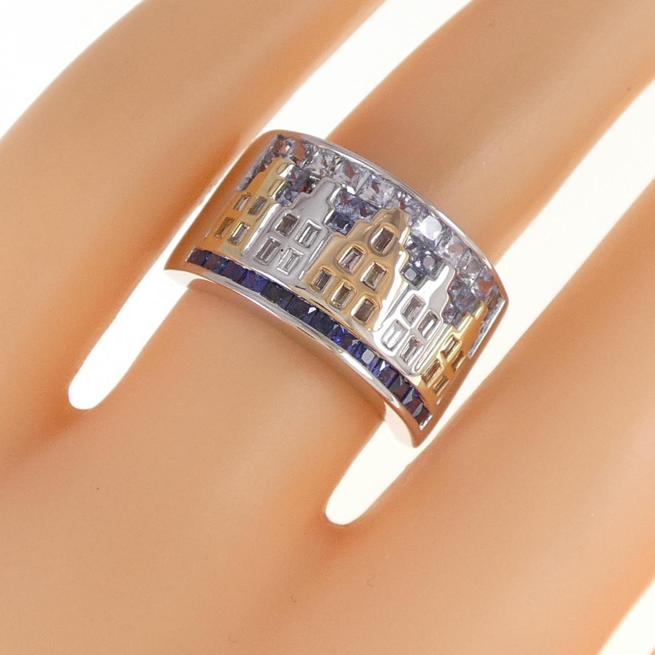K18スリーカラー サファイヤ リング 1.43CT