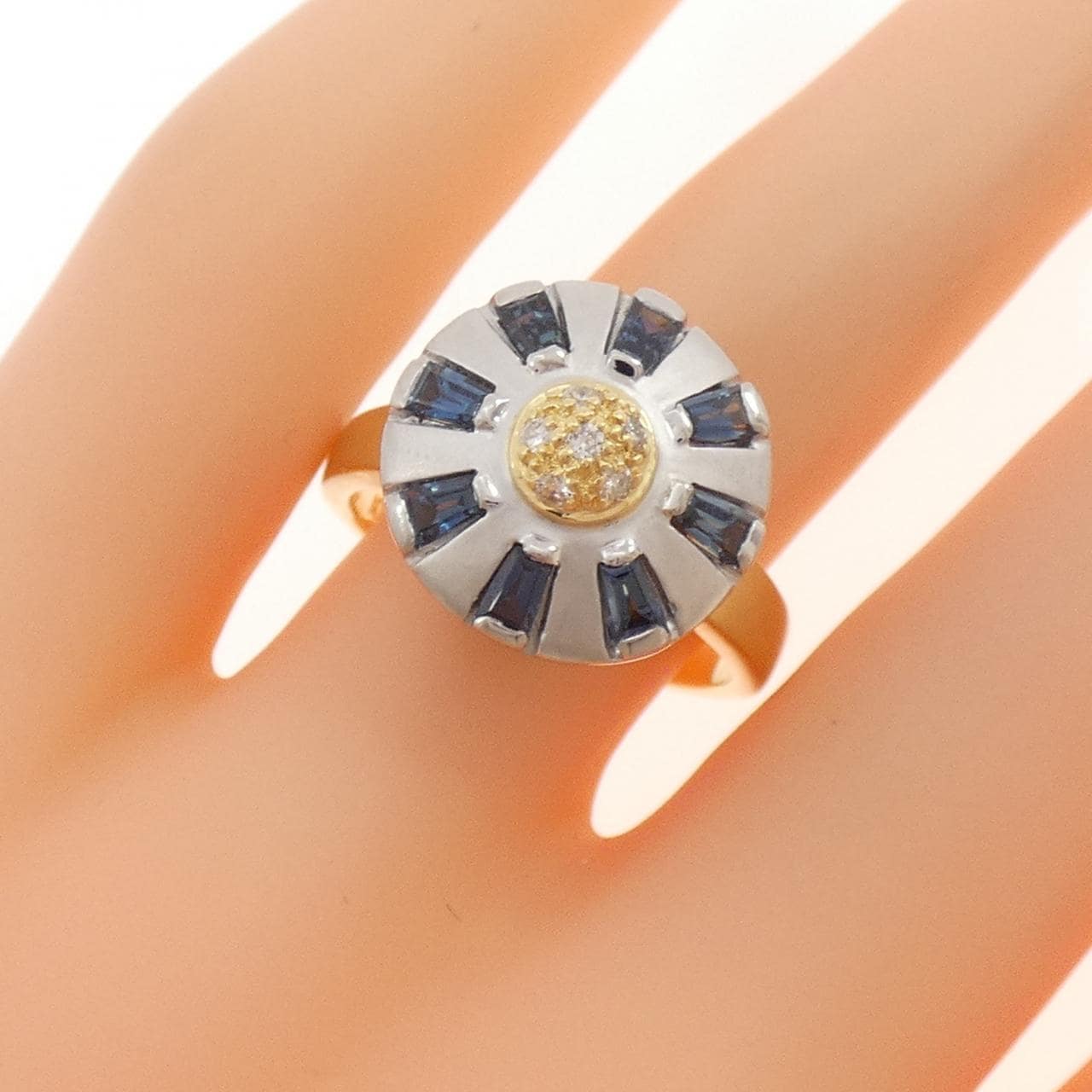 K18YG/PT900 サファイヤ リング