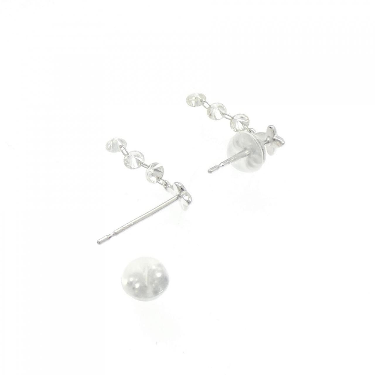 K18WG クロス ダイヤモンド ピアス 0.50CT