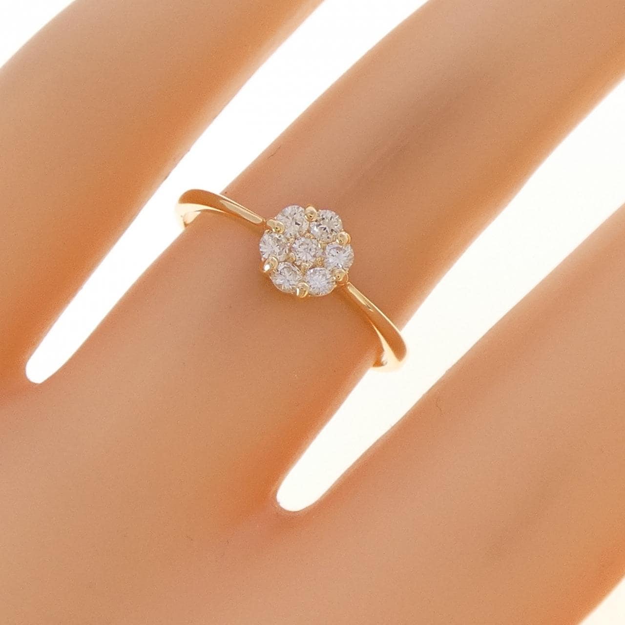 【リメイク】K18YG フラワー ダイヤモンド リング 0.20CT