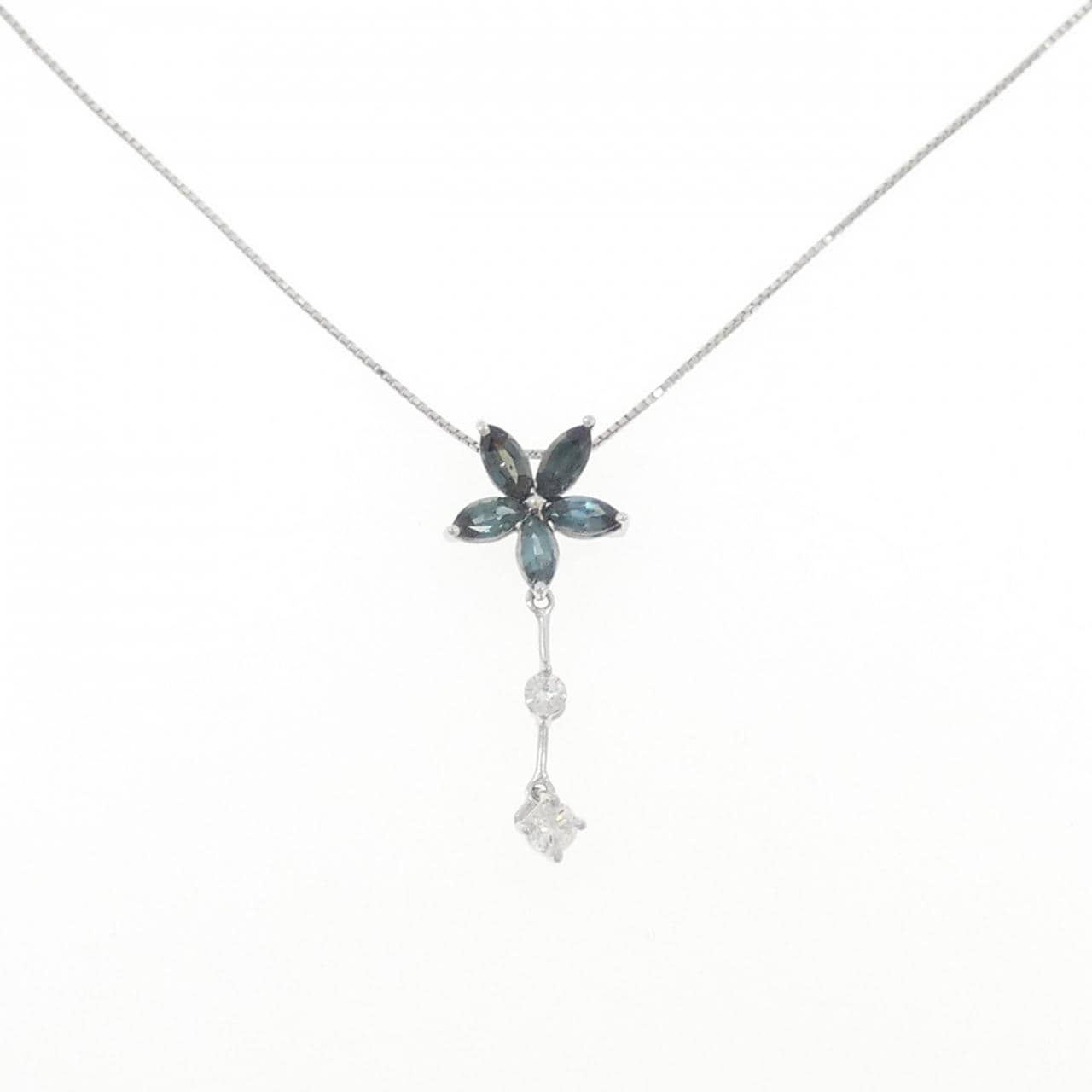 PT900/K18WG フラワー アレキサンドライト ネックレス 1.16CT