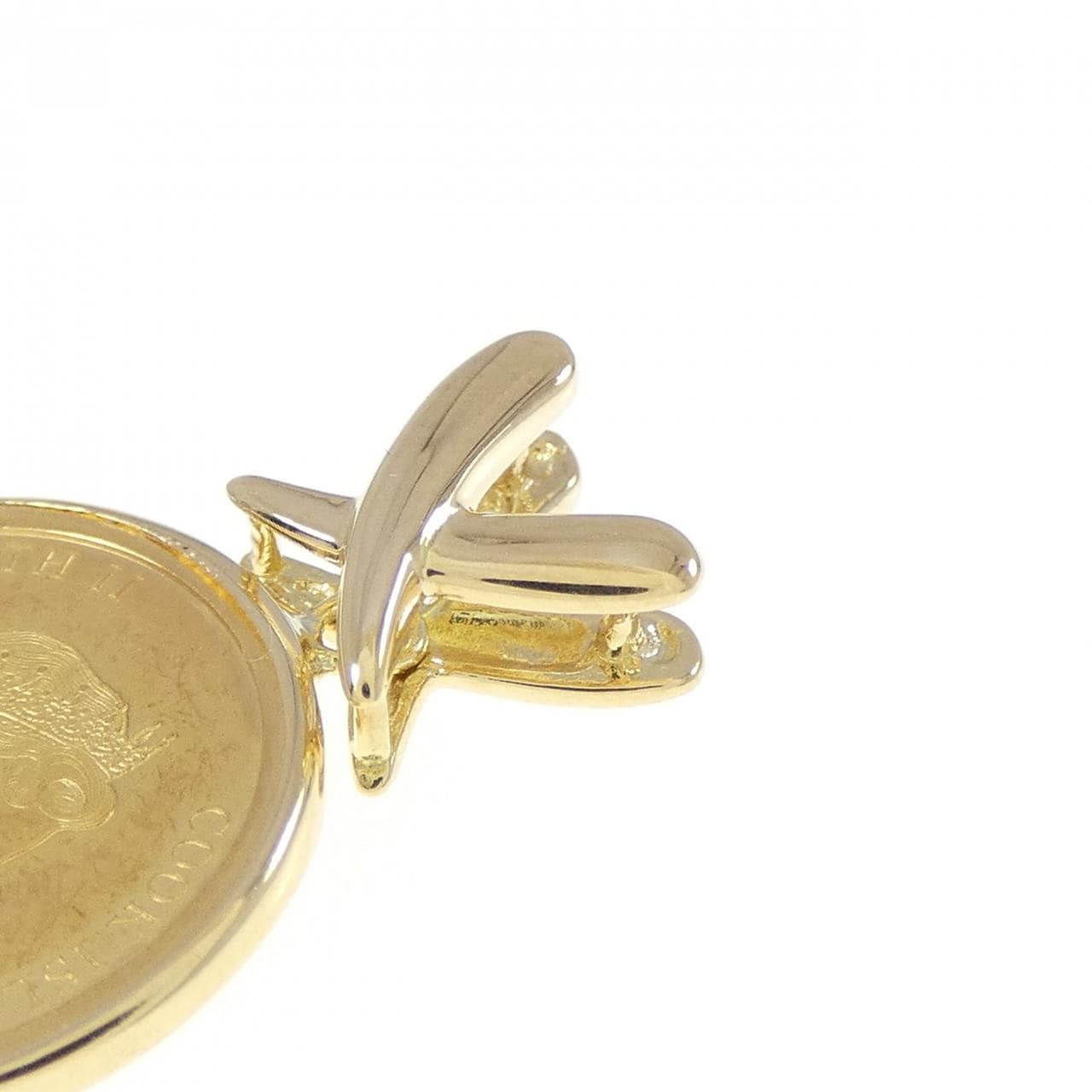 K18YG(枠) ダイヤモンド コイン ペンダント 0.01CT