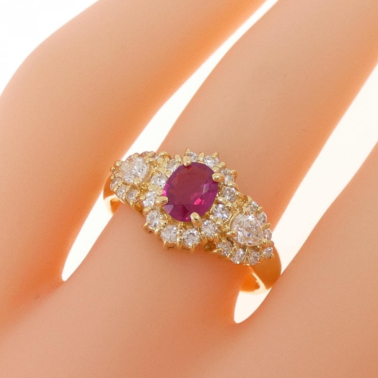 K18YG ルビー リング 0.47CT