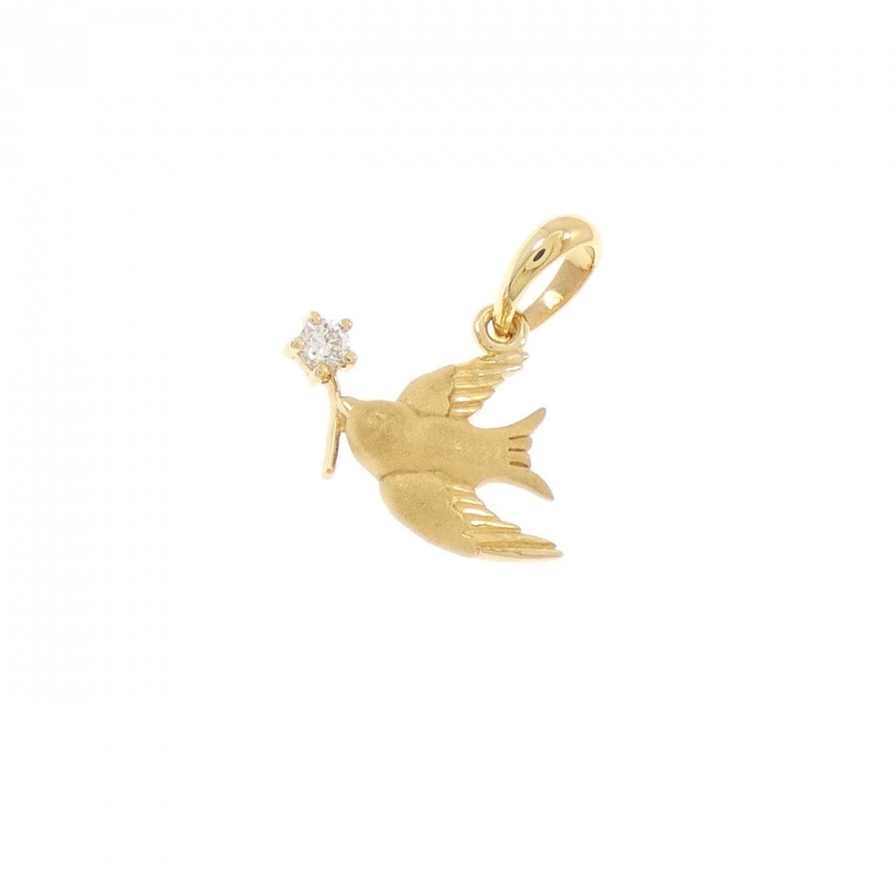 K18YG バード ダイヤモンド ペンダント 0.04CT