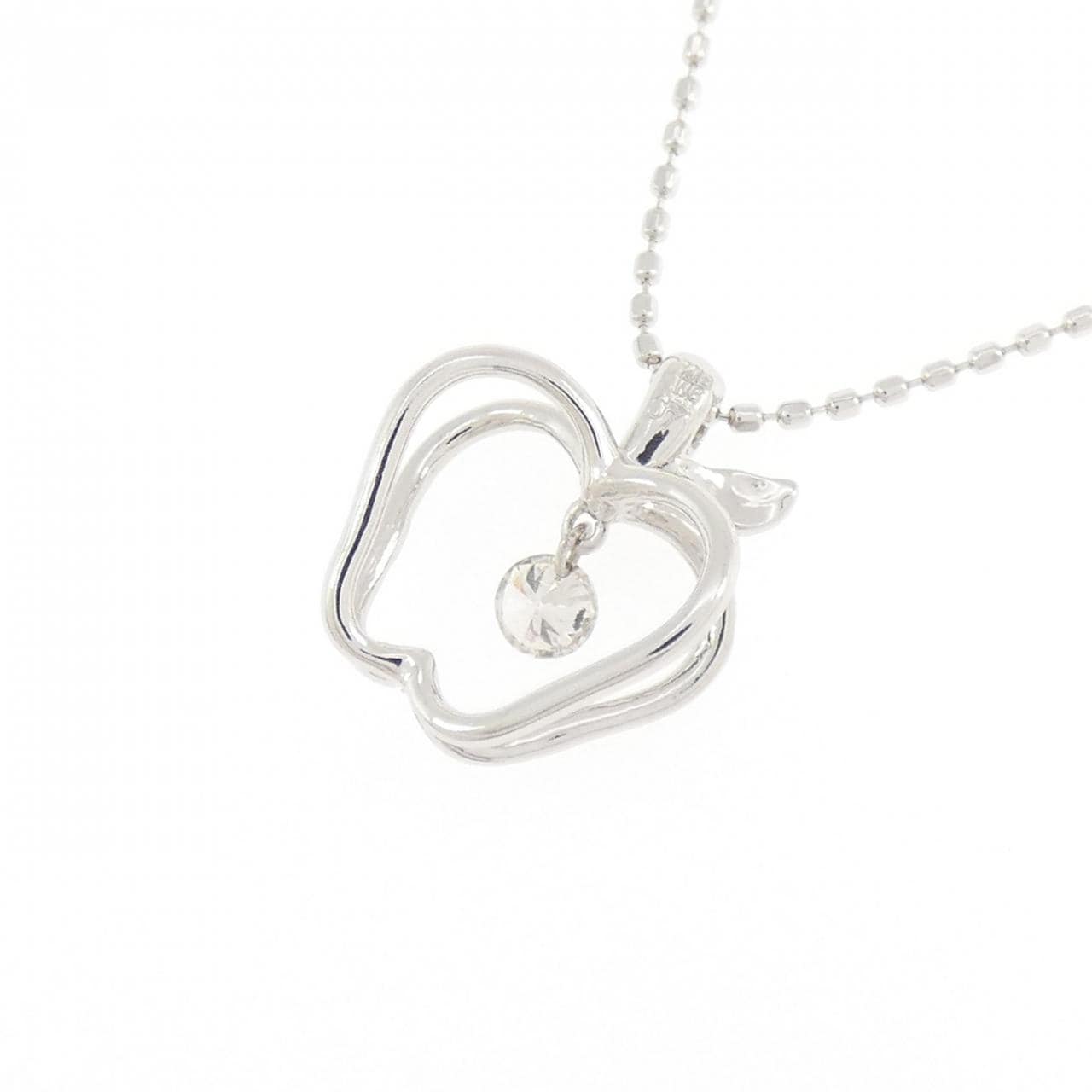 K18WG アップル ダイヤモンド ネックレス 0.07CT