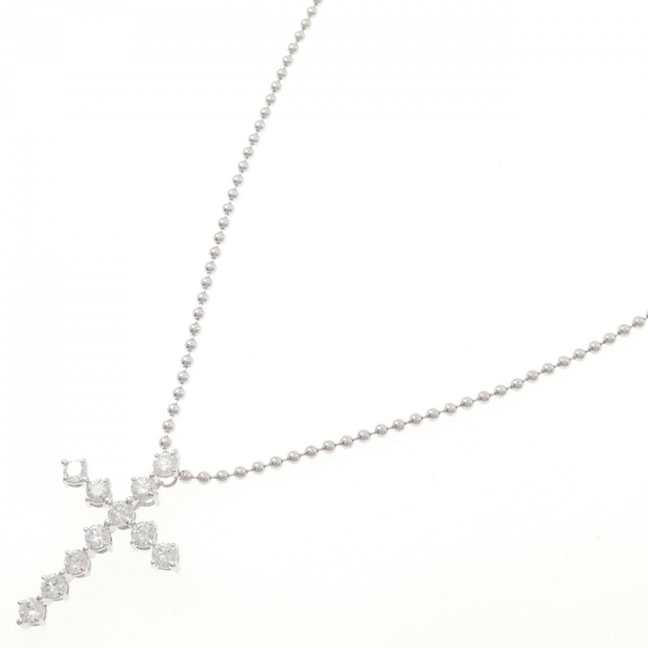 750WG クロス ダイヤモンド ネックレス 0.69CT