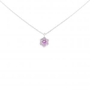 K18WG フラワー サファイヤ ネックレス 0.33CT