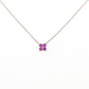 K10PG フラワー ルビー ネックレス 0.10CT