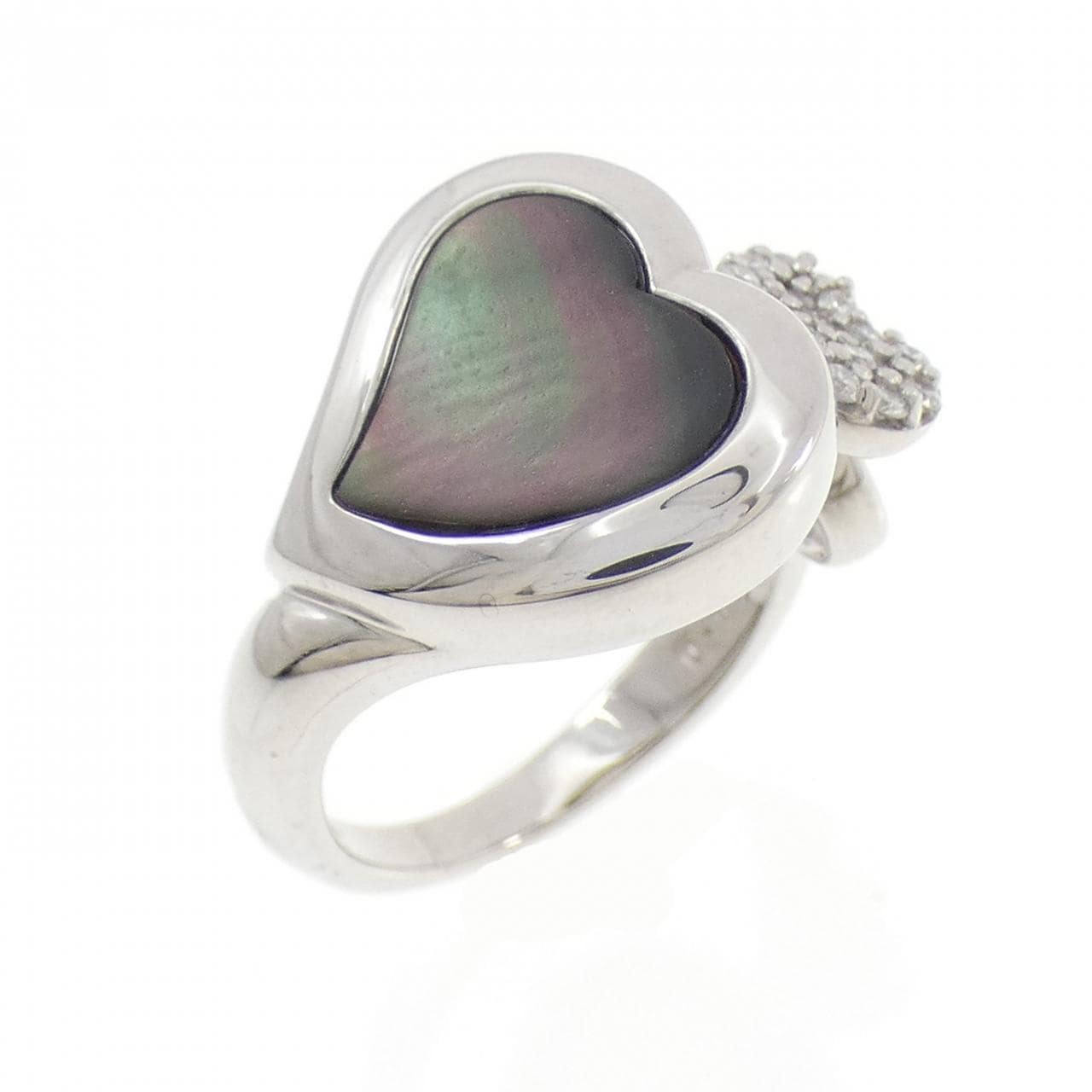 K18WGB ハート マザーオブパール リング