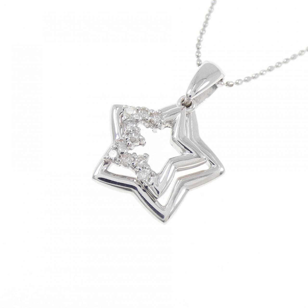 K18WG スター ダイヤモンド ネックレス 0.1CT