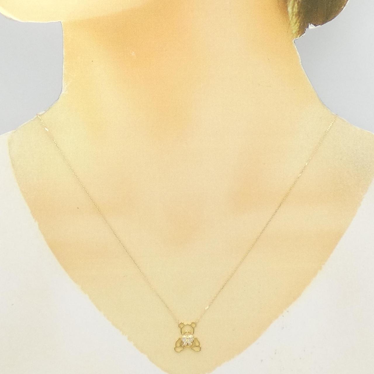 【新品】K18YG ベア ダイヤモンド ネックレス 0.05CT