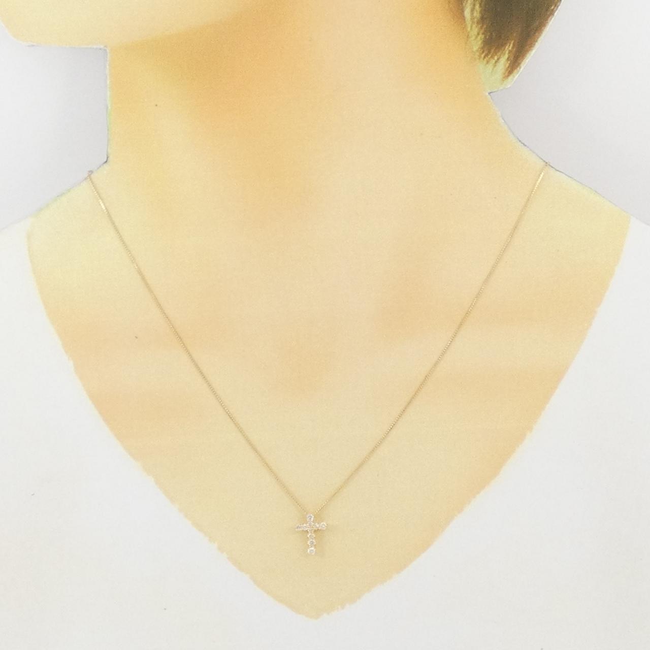 K18YG クロス ダイヤモンド ネックレス 0.20CT