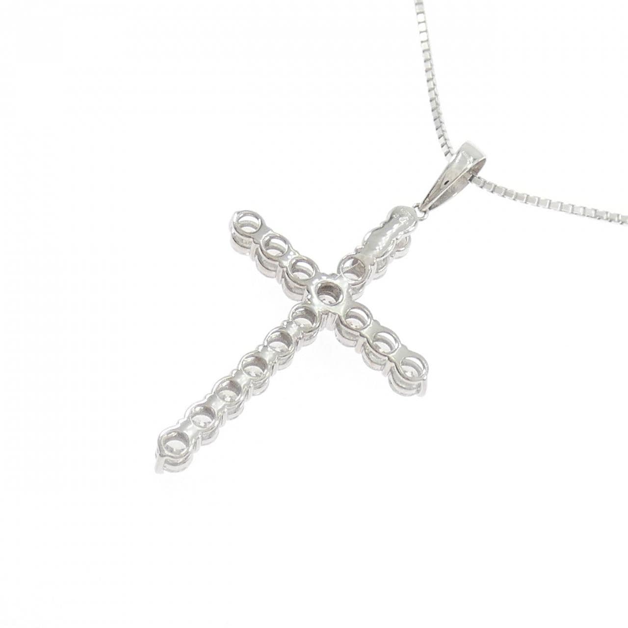 K18WG クロス ダイヤモンド ネックレス 2.00CT