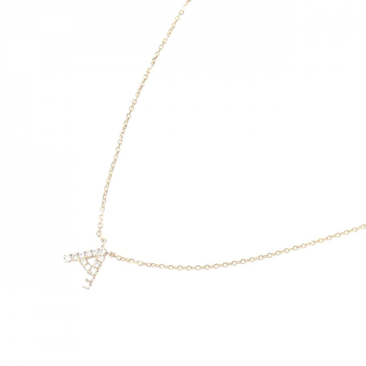 K18PG イニシャルA ダイヤモンド ネックレス 0.06CT