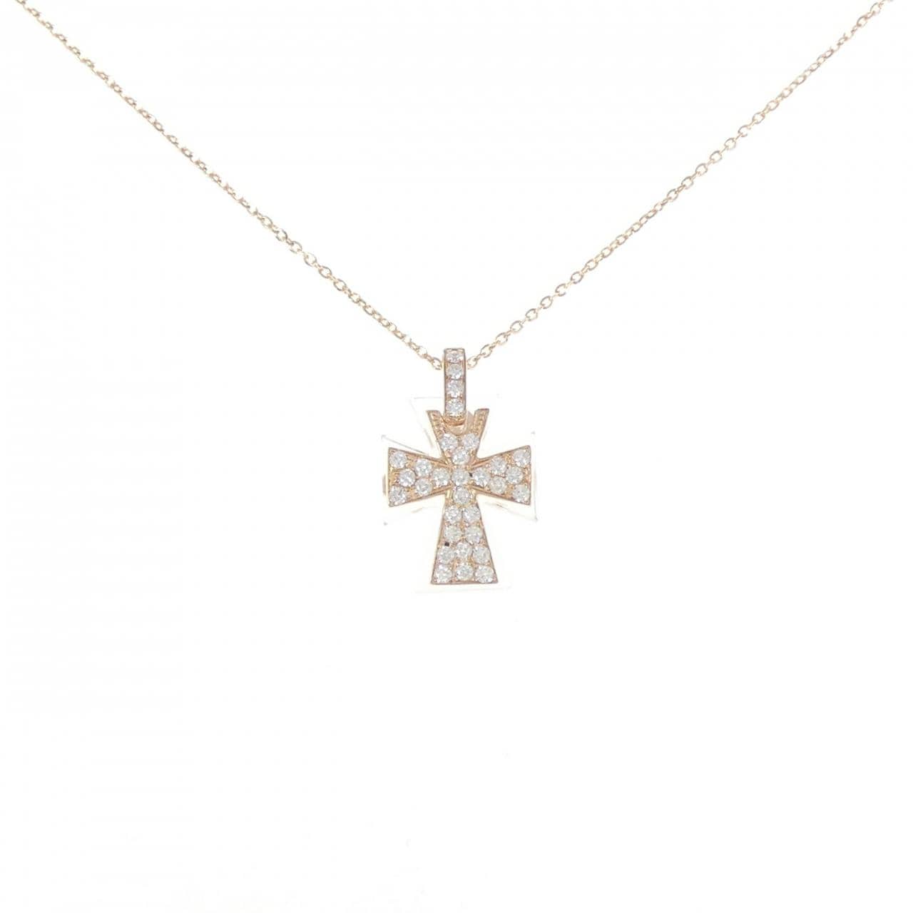 K18PG Cross Quartz Necklace