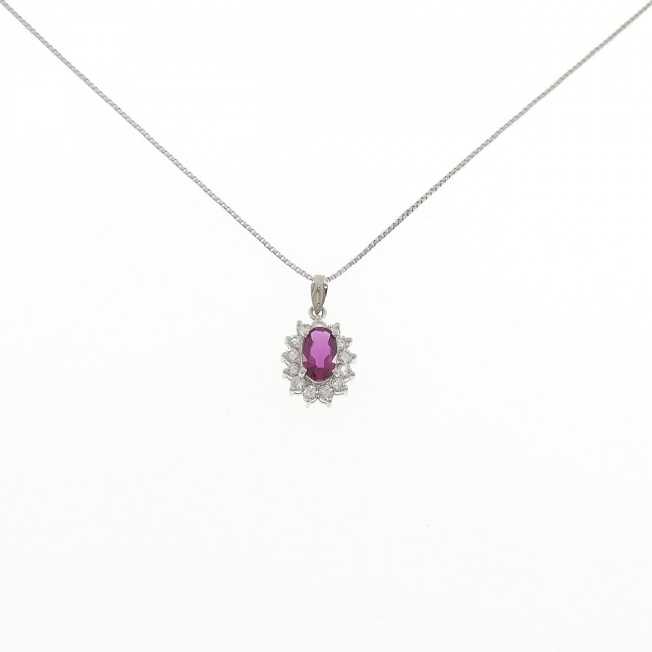 PT900/PT850 ルビー ネックレス 0.75CT