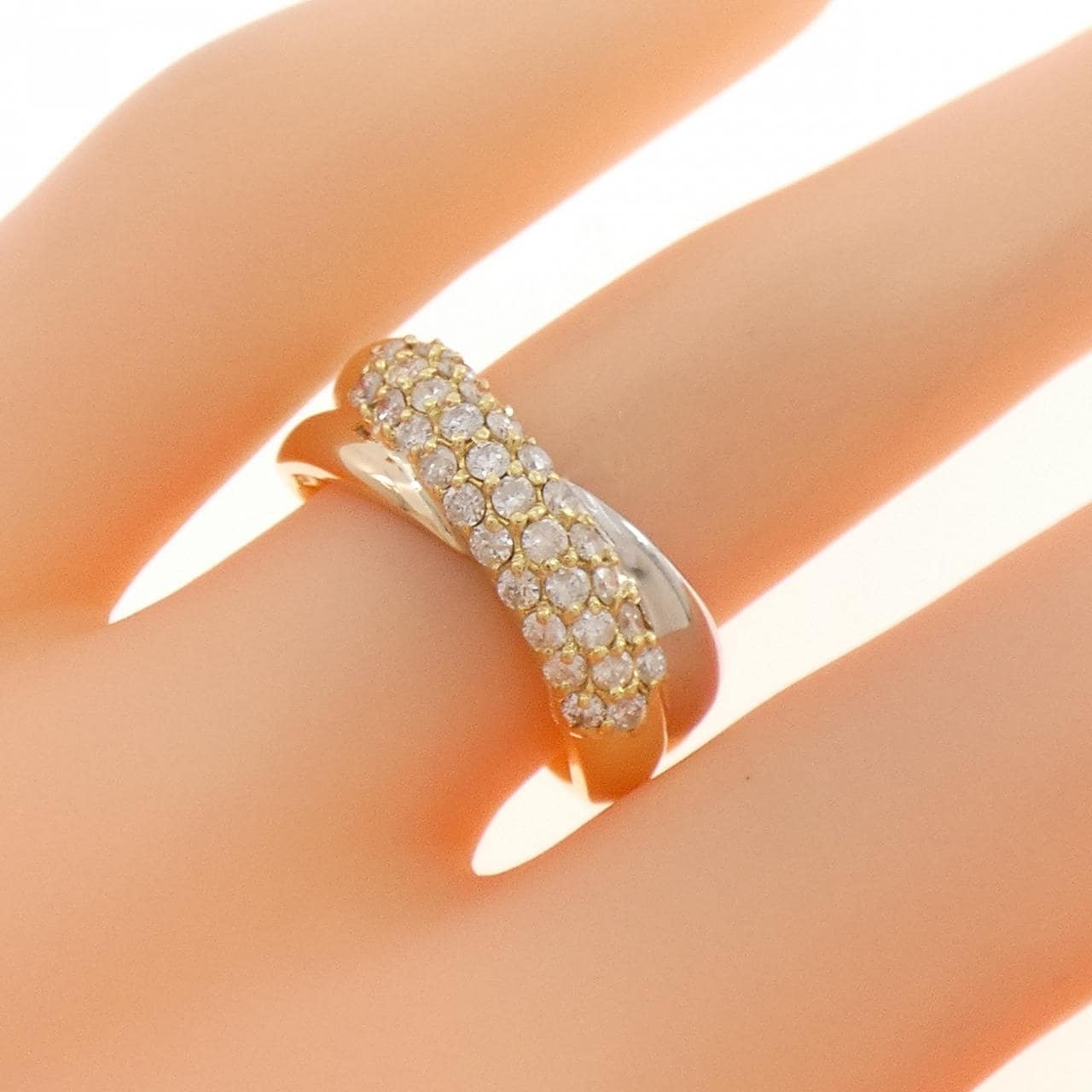 K18YG//PT900/K18PG ダイヤモンド リング 0.51CT