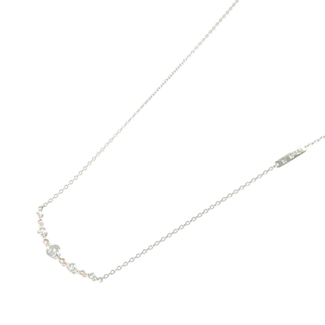 PT900/K18PG/PT850 ピンクダイヤモンド ネックレス 0.07CT