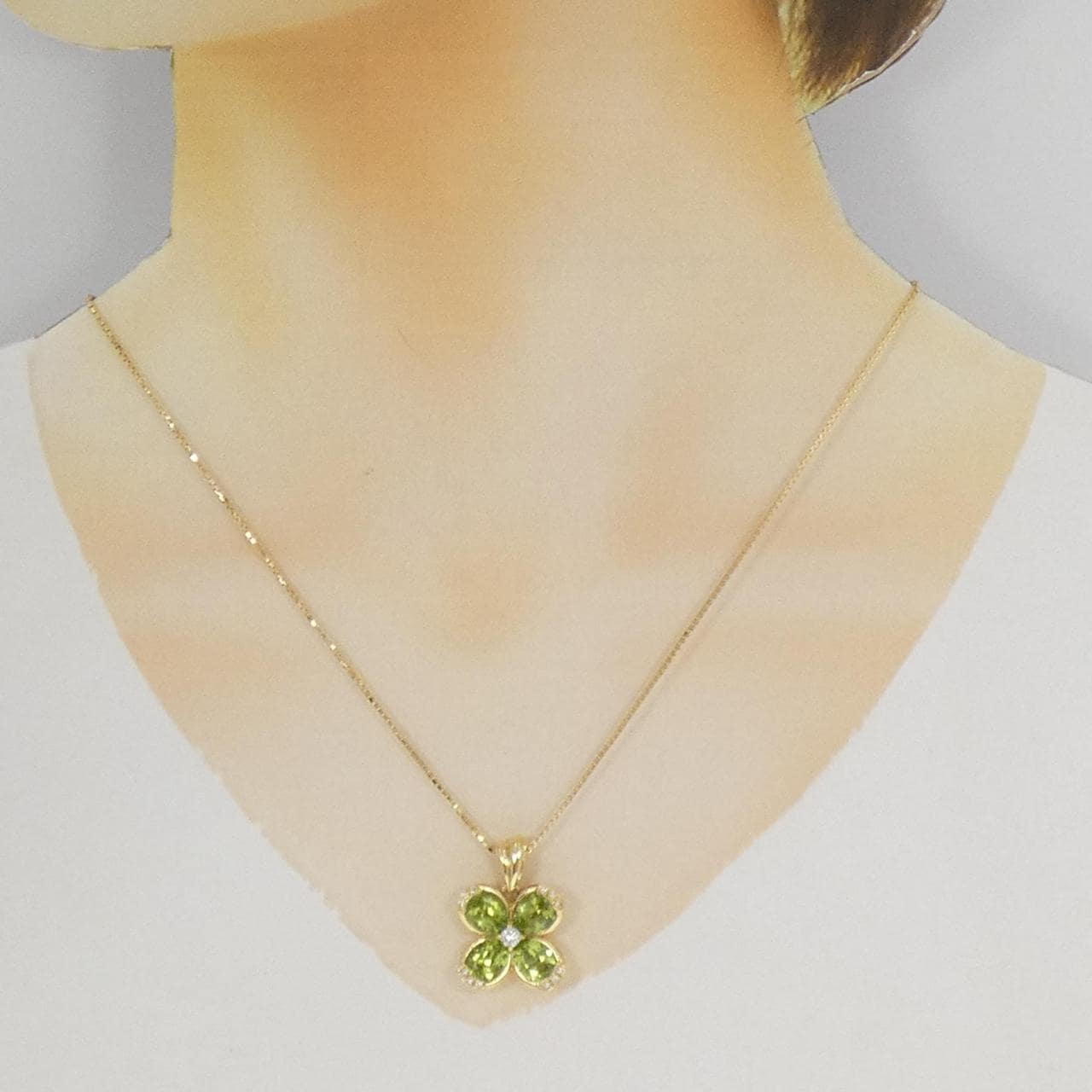 K18YG ペリドット ネックレス 4.73CT