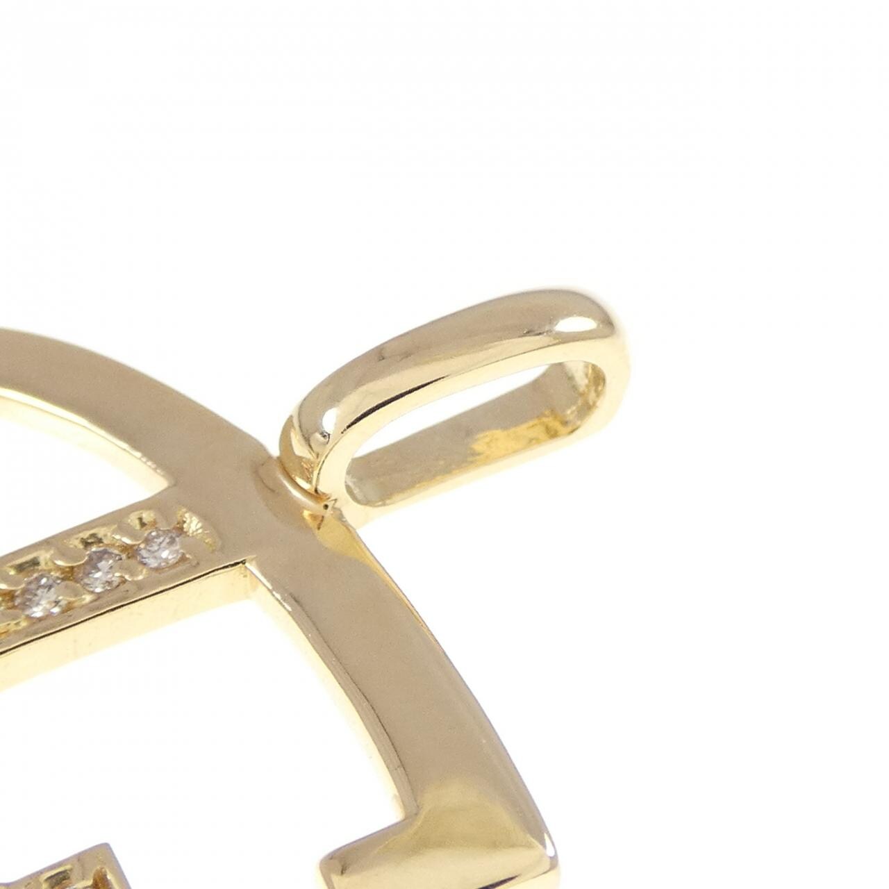 K18YG イニシャルE ダイヤモンド ペンダント 0.14CT
