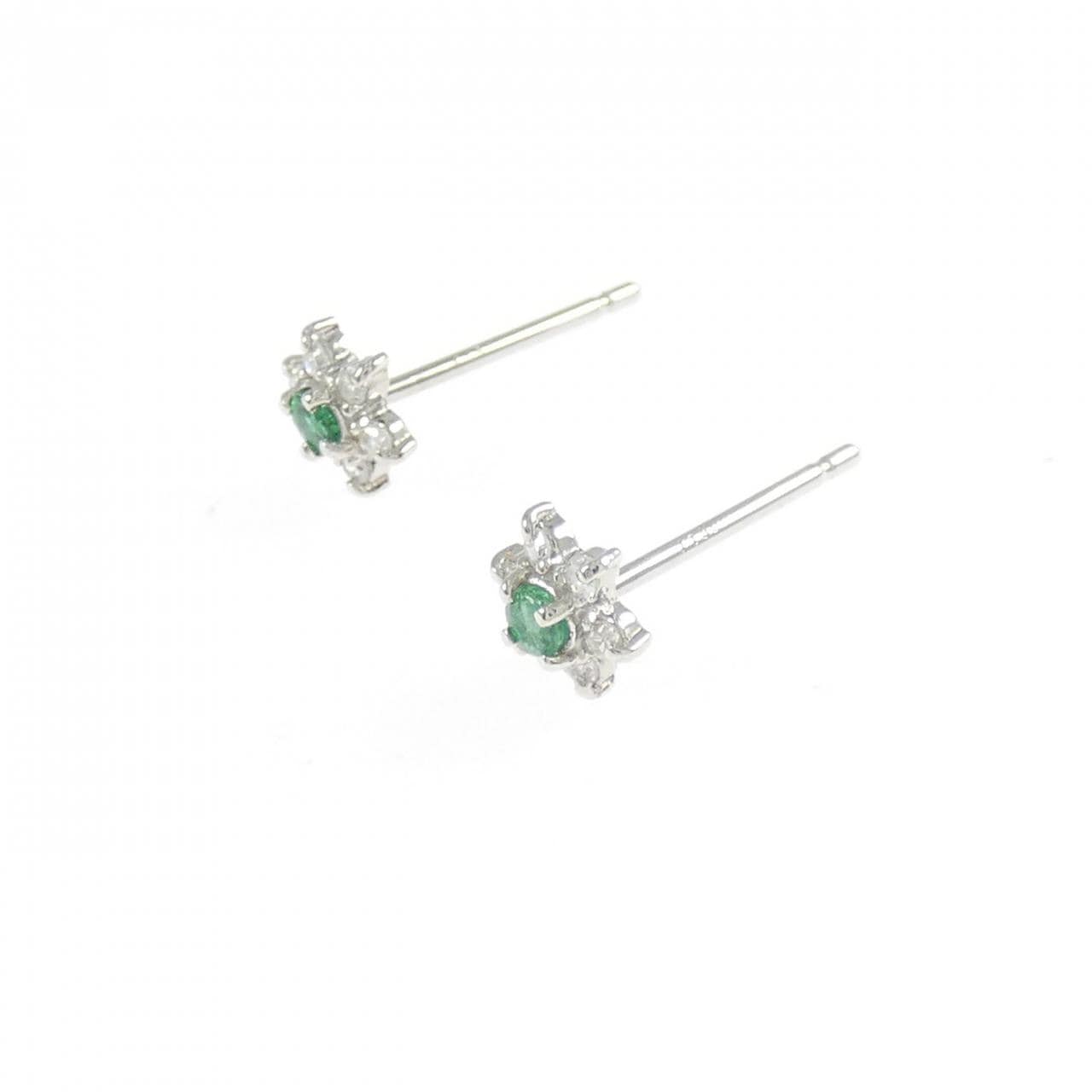 PT900 フラワー エメラルド ピアス