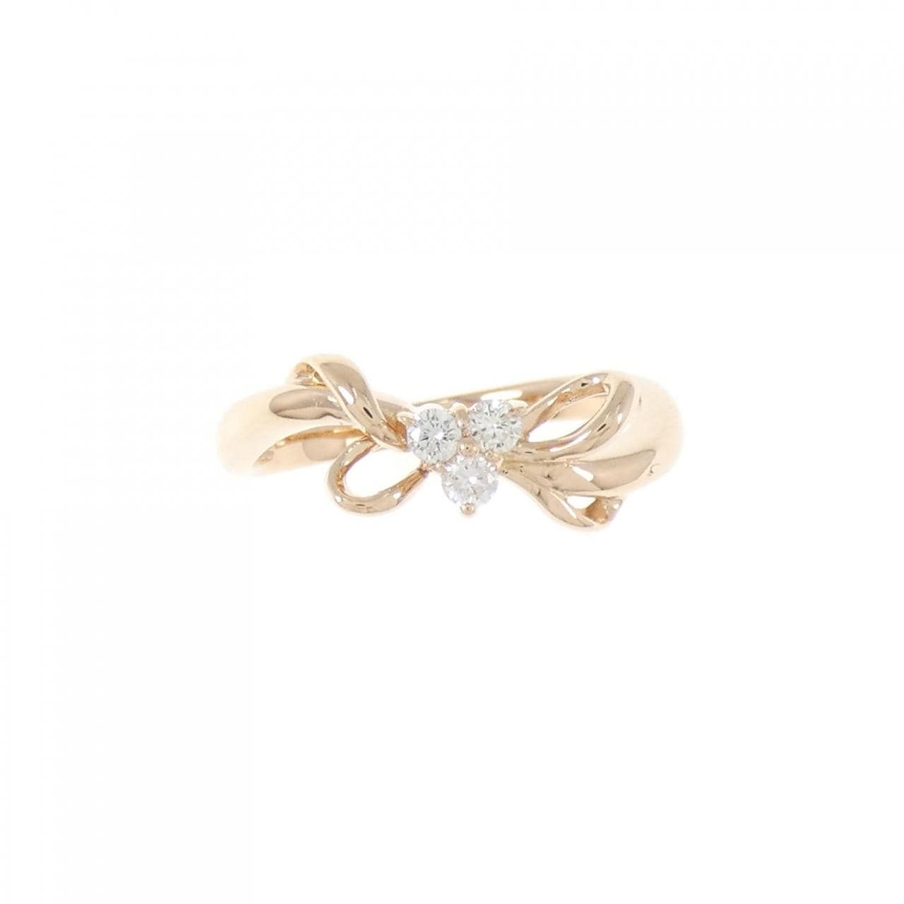 K18PG リボン ダイヤモンド リング 0.10CT