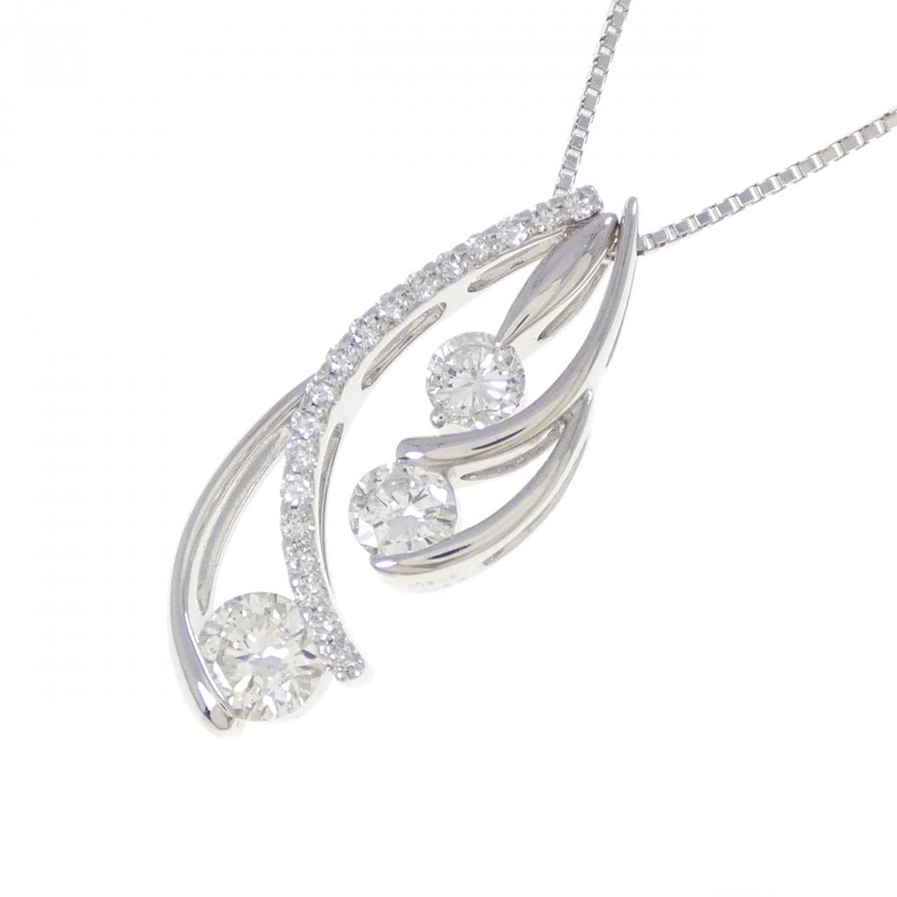 K18WG 2WAY ダイヤモンド ネックレス 1.00CT