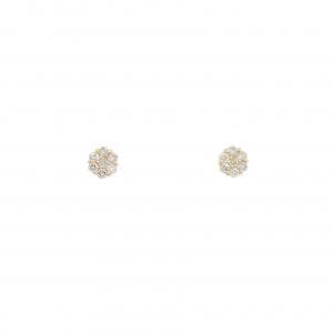 【新品】K18YG フラワー ダイヤモンド ピアス 0.10CT