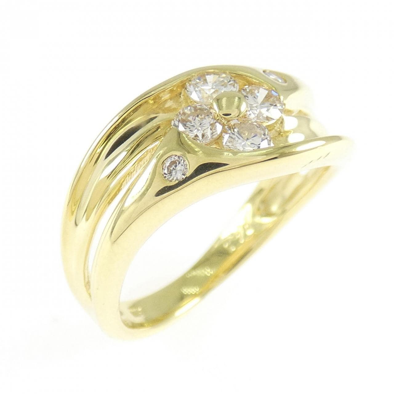 K18YG フラワー ダイヤモンド リング 0.45CT