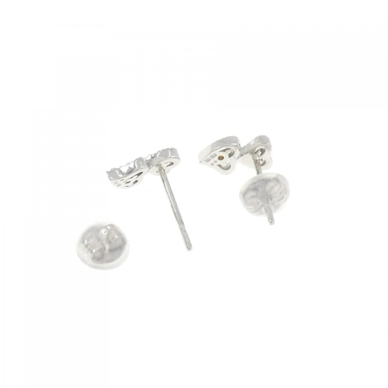 K18WG heart Diamond earrings