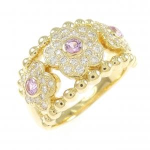 K18YG フラワー サファイヤ リング 0.34CT