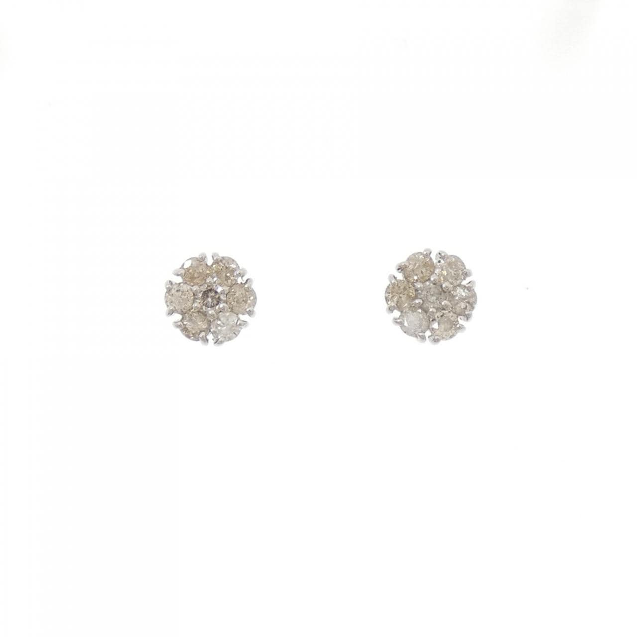 PT900 フラワー ダイヤモンド ピアス 0.50CT