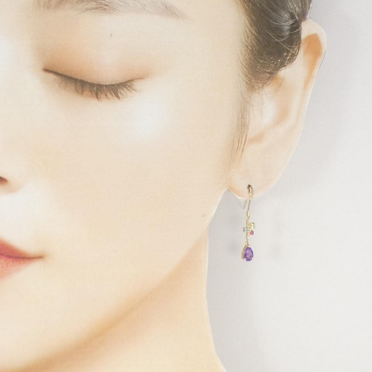 14KYG カラーストーン ピアス