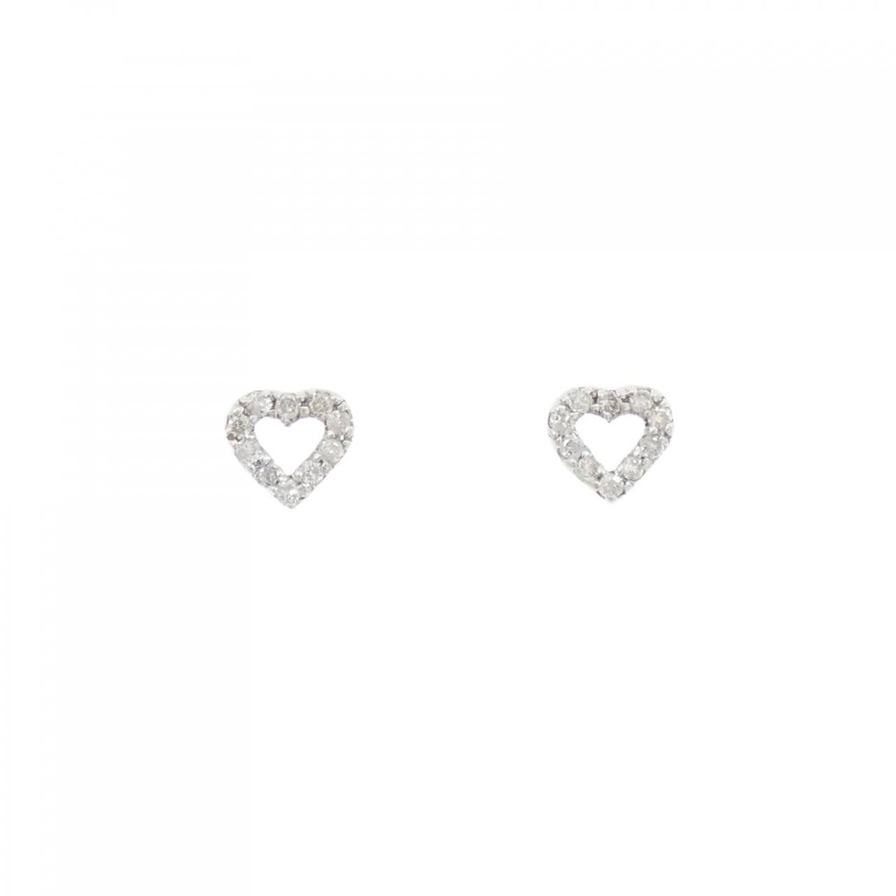 K18WG Heart Diamond Earrings 0.12CT