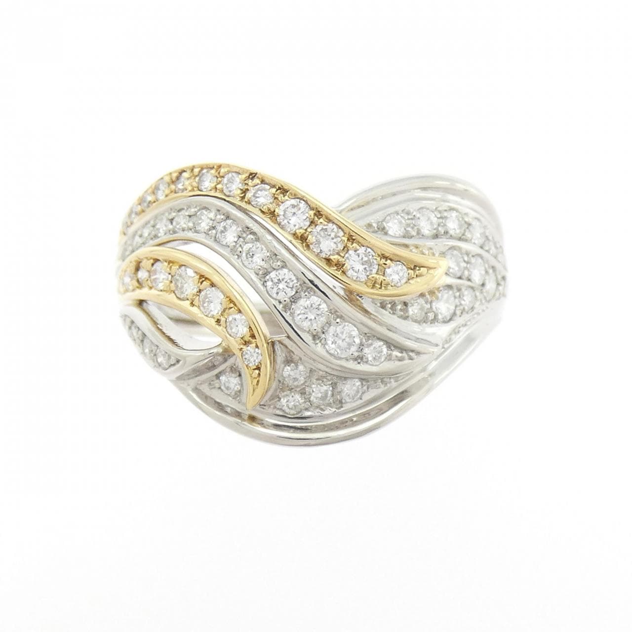 PT900/K18YG钻石戒指，0.56克拉