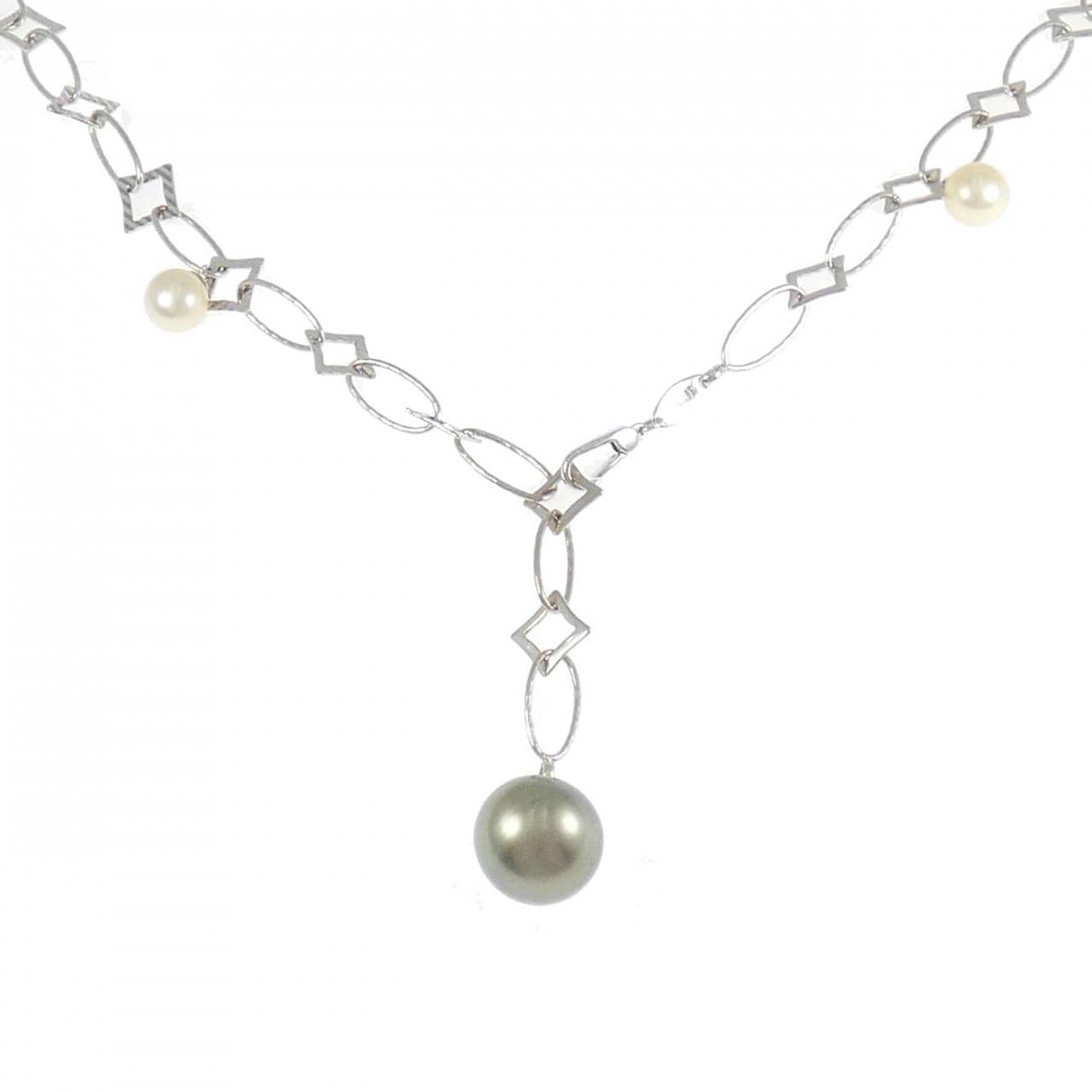 K18WG 黒蝶パール ネックレス