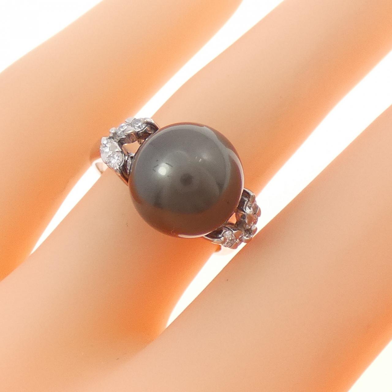 K18WG 黒蝶パール リング 10.5mm