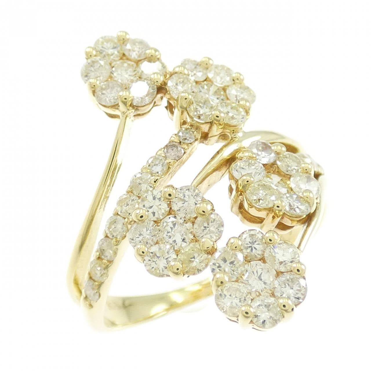 K18YG フラワー ダイヤモンド リング 1.50CT