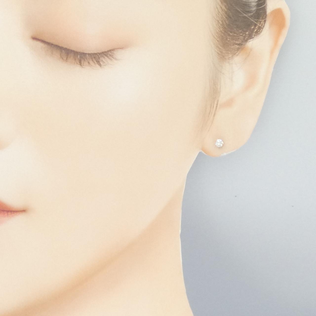 K18PG ソリティア ダイヤモンド ピアス 0.15CT 片耳