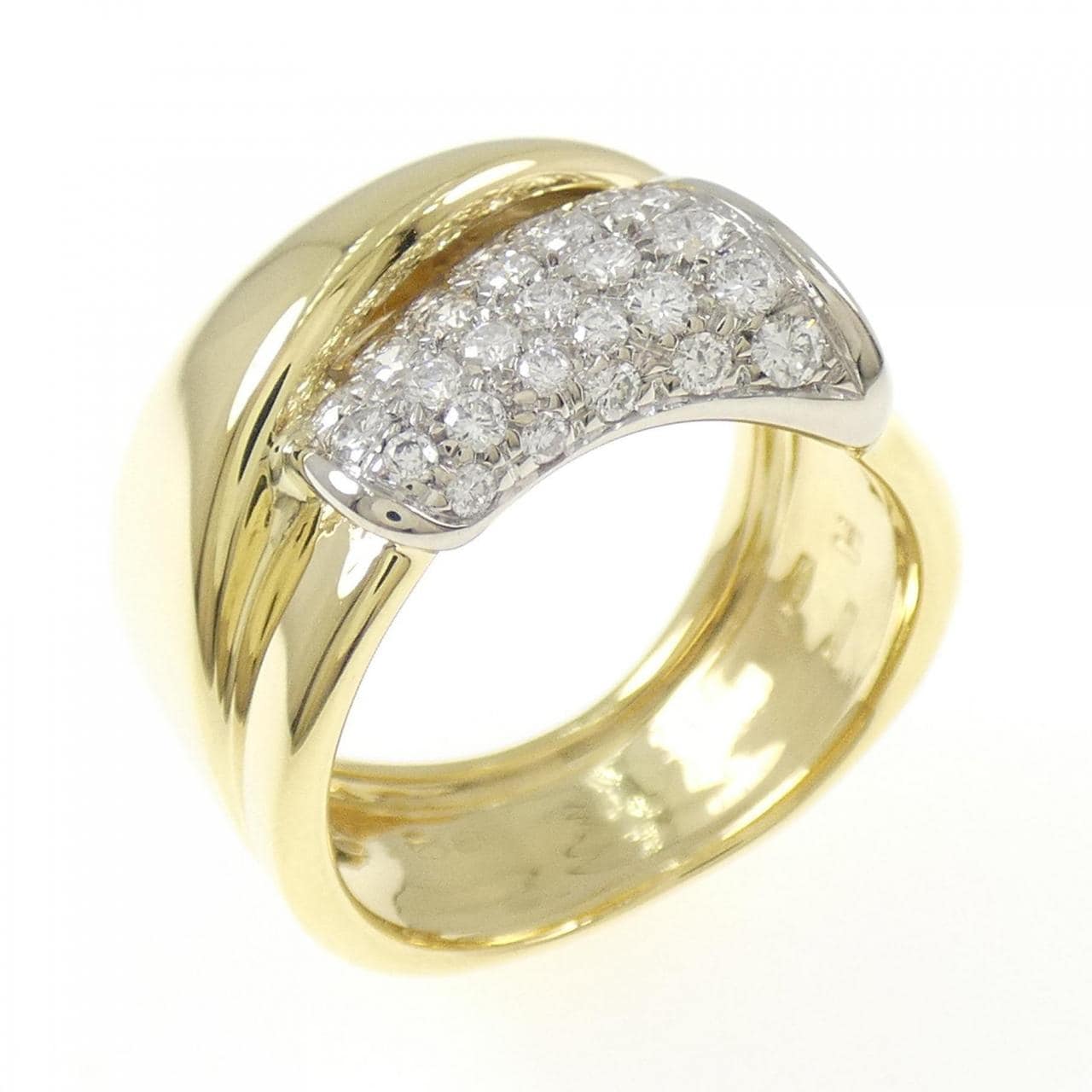 750YG/750WG パヴェ ダイヤモンド リング 0.58CT