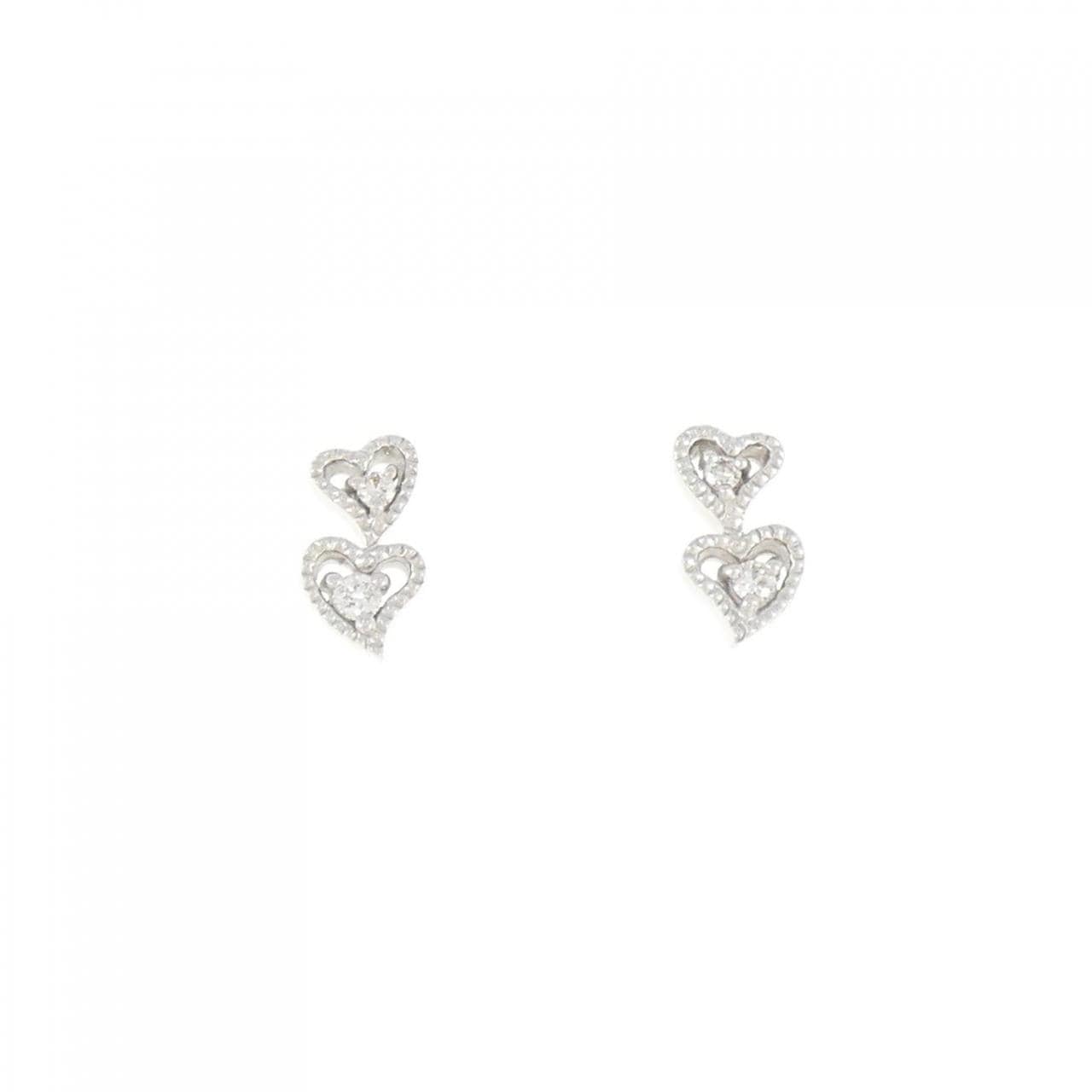 K18WG heart Diamond earrings