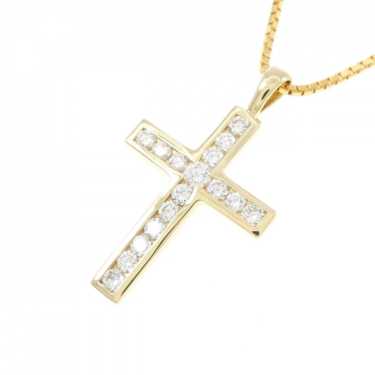 K18YG クロス ダイヤモンド ネックレス 0.60CT