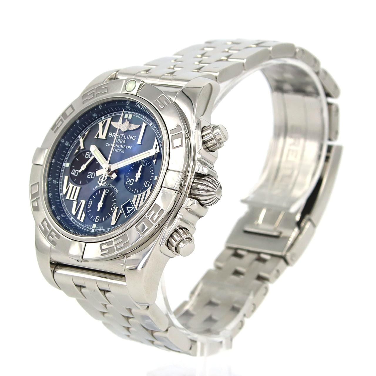 ブライトリング クロノマット44ブラックローマンマザーオブパール JAPAN LTD AB0111/S011B64PA SS 自動巻