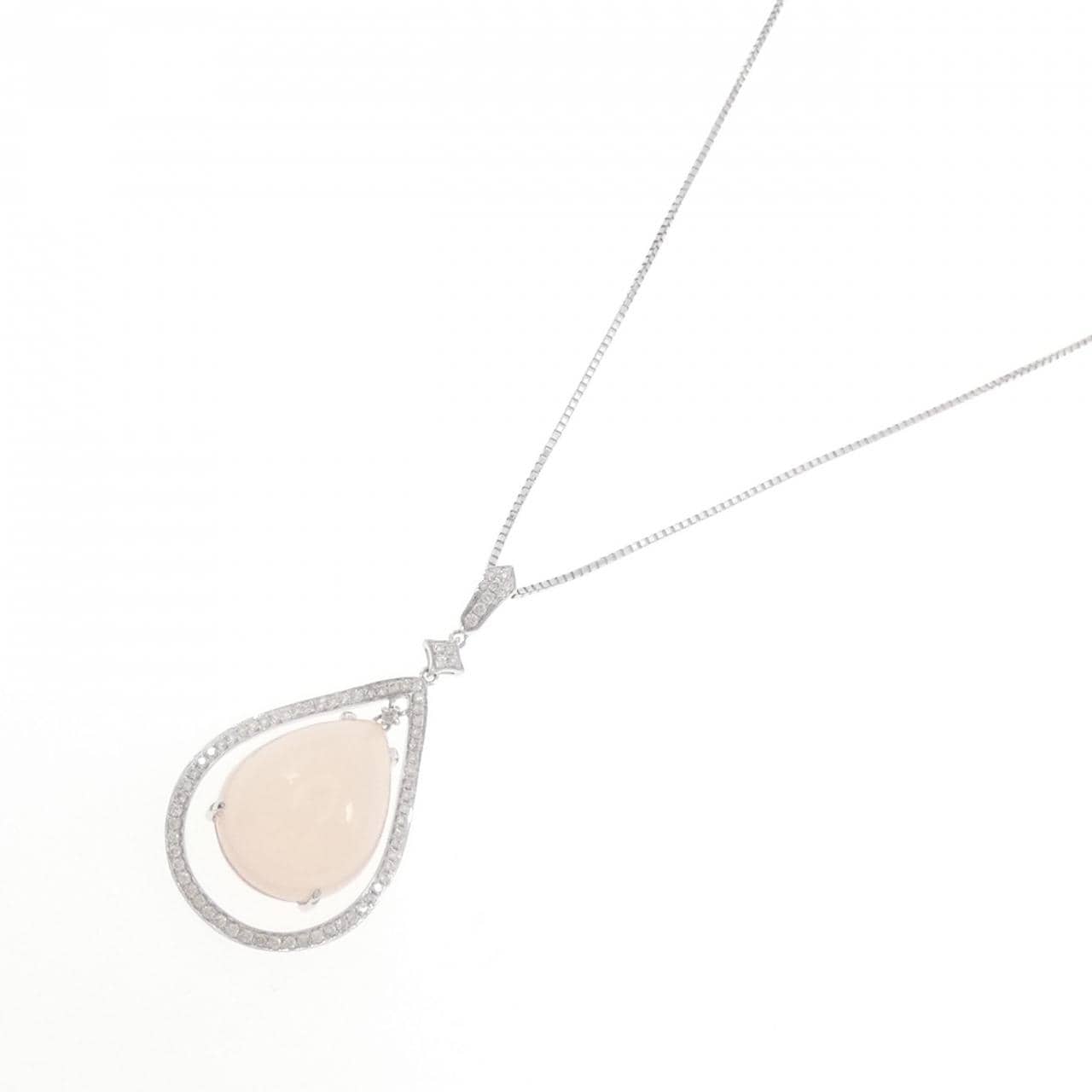 K18WG ローズクオーツ ネックレス 20.50CT