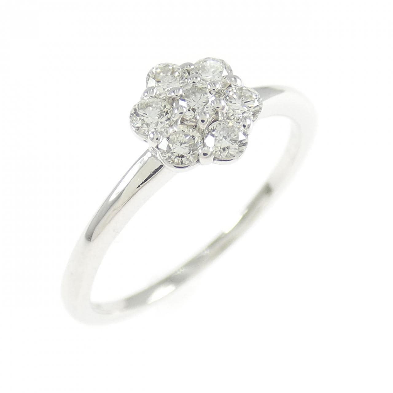 K18WG フラワー ダイヤモンド リング 0.24CT