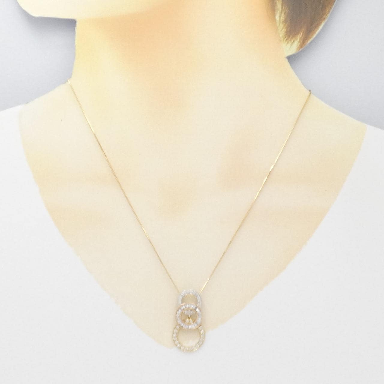 K18スリーカラー ダイヤモンド ネックレス 0.86CT